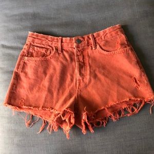 Orange jean shorts